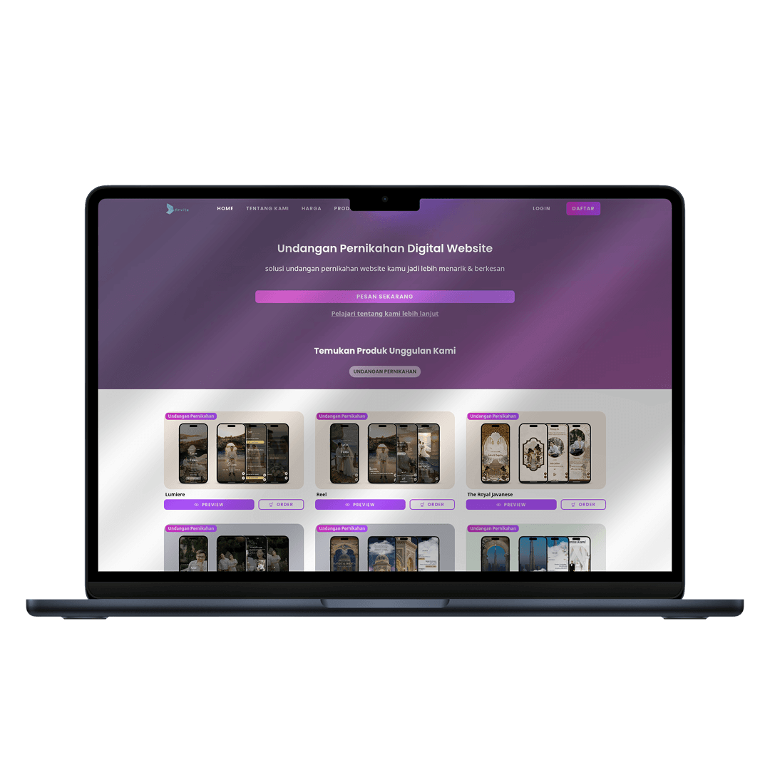Tampilan website Dinvite